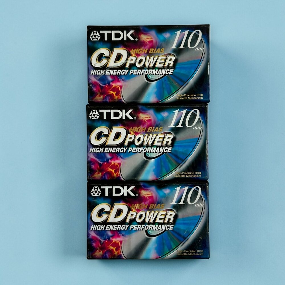 Lot of 3 TDK CD Power 110 High Bias Blank Audio Cassette Tapes Sealed NEW SEALED
